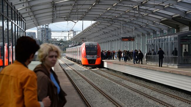 Пассажиры на станции Лужники Московского центрального кольца. Архивное фото