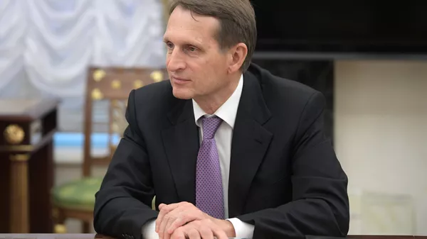 Директор Службы внешней разведки РФ Сергей Нарышкин на совещании президента РФ Владимира Путина с постоянными членами Совета безопасности РФ. 29 сентября 2017