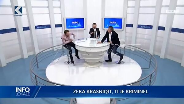 Косовские депутаты подрались в телевизионном эфире. Скриншот видео