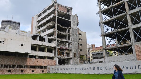 Бывшее здание Министерства обороны, разрушенное после бомбардировки НАТО 1999 года в Белграде