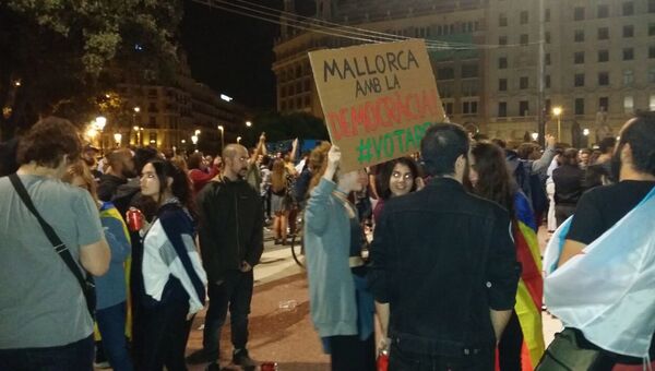 Митинг в Барселоне после референдума о независимости