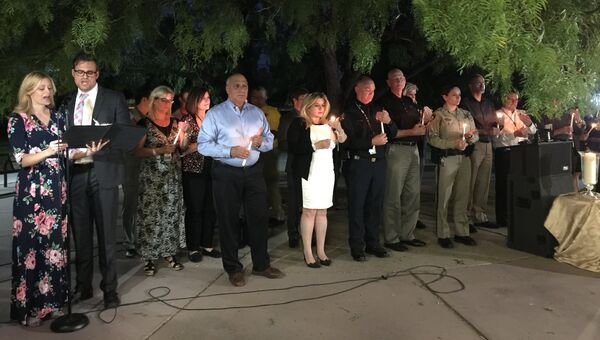Поминальное мероприятие в память о жертвах стрельбы в Лас-Вегасе