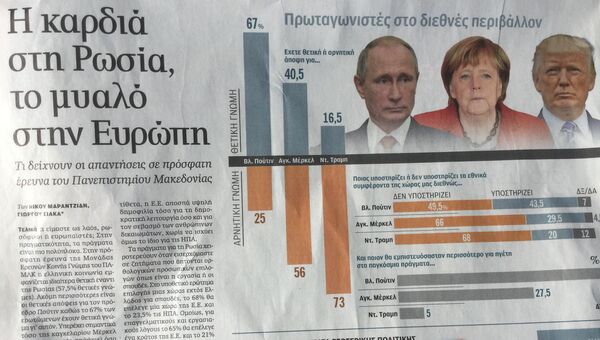 Данные опроса общественного мнения в Греции, напечатанные а газете