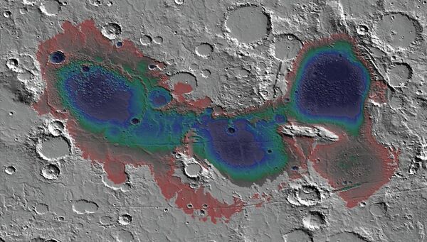 Впадина Эридана на Марсе, где были найдены отложения гейзерных горных пород