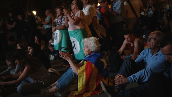 Сторонники независимости Каталонии во время митинга в Испании. Архивное фото
