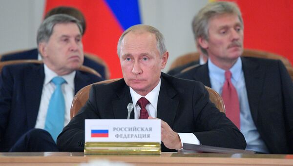 Президент РФ Владимир Путин на заседании Совета глав государств СНГ в Сочи. 11 октября 2017