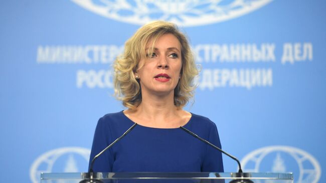 Официальный представитель МИД России Мария Захарова во время брифинга в Москве. 12 октября 2017