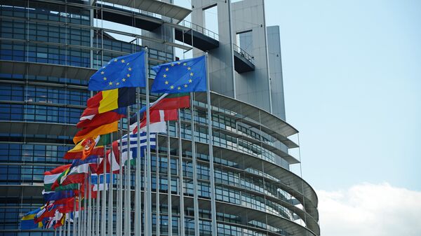 Флаги ЕС у здания Европейского парламента в Страсбурге. Архивное фото