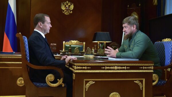 Дмитрий Медведев и Рамзан Кадыров во время встречи. 13 октября 2017