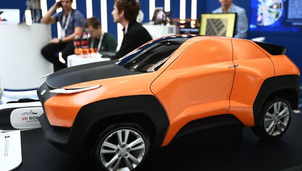 Концепт-модель автомобиля Лада-2050, демонстрируемая на выставке в рамках международного форума Открытые Инновации- 2017  в Москве. 16 октября 2017