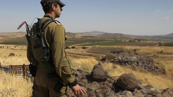 Израильский солдат возле израильско-сирийской границы