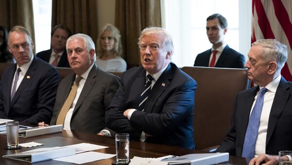 Президент США Дональд Трамп во время заседания кабинета министров в Белом доме в Вашингтоне, округ Колумбия. 16 октября 2017