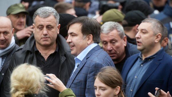 Михаил Саакашвили на акции протеста в Киеве. 17 октября 2017