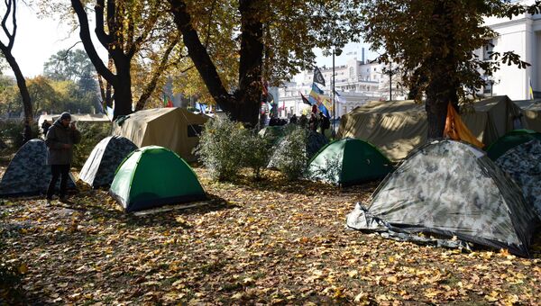 Палаточный городок у здания Верховной рады Украины. 18 октября 2017