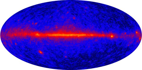 Изображение неба в гамма-диапазоне, полученное телескопом GLAST
