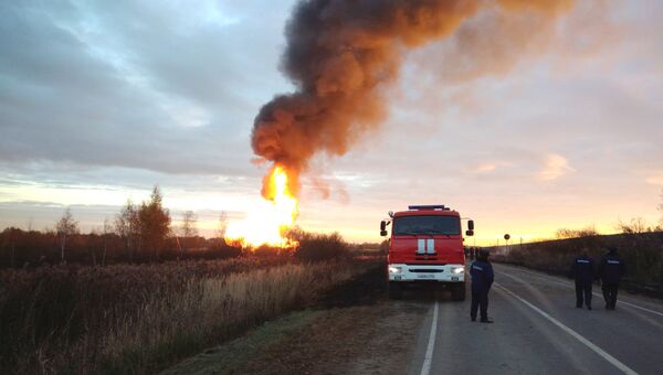 Авария на газопроводе возле населенного пункта Красная Пойма Луховицкого района Московской области. 20 октября 2017