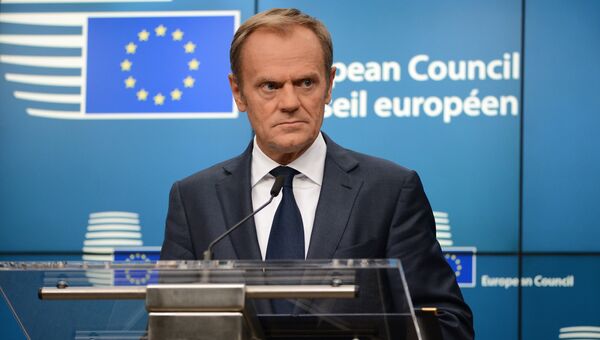 Председатель Европейского совета Дональд Туск на заседании Совета Европы в Брюсселе