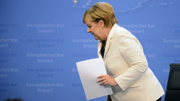 Канцлер Германии Ангела Меркель после заседания Совета Европы в Брюсселе