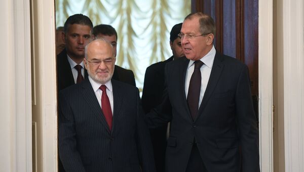 Министр иностранных дел Республики Ирак Ибрагим аль-Джаафари и министр иностранных дел РФ Сергей Лавров во время встречи в Москве. 23 октября 2017