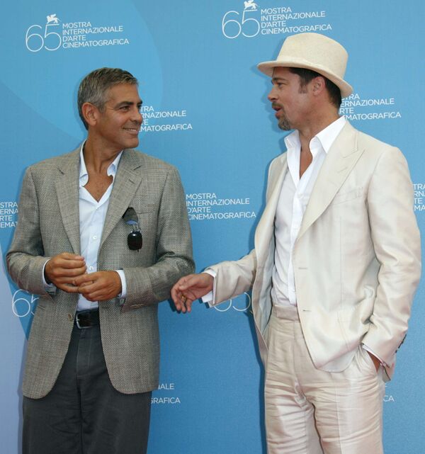 Джордж Клуни и Брэд Питт на 65-м Международном венецианском кинофестивале