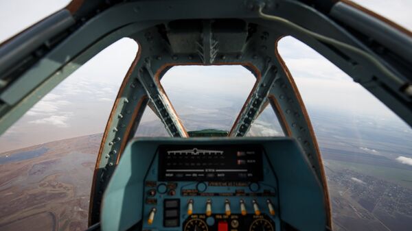 Вид из кабины штурмовика Су-25. Архивное фото