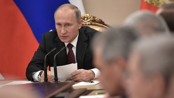 Президент РФ Владимир Путин проводит расширенное заседание Совета безопасности РФ. 26 октября 2017