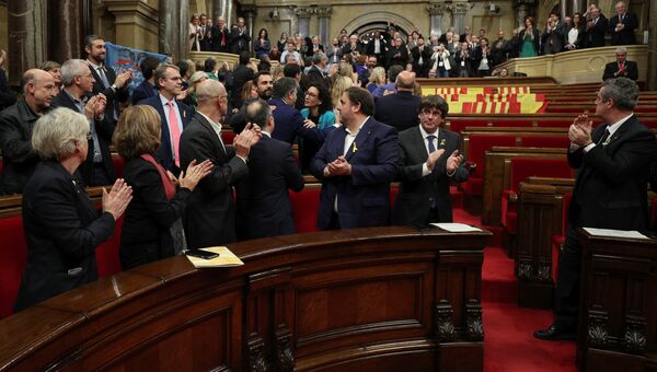 Парламент Каталонии после голосования за независимость от Испании. 27 октября 2017