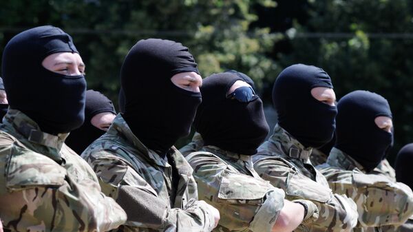 Бойцы добровольческого батальона принимают присягу на верность Украине в Киеве