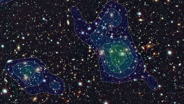 Созвездие Рака с телескопа Subaru. Контурные линии указывают на распределение темной материи