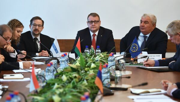 Генеральный секретарь ОБСЕ Томас Гремингер на заседании Постоянного совета ОДКБ в Москве. 2 ноября 2017
