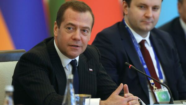 Председатель правительства РФ Дмитрий Медведев принимает участие в заседании Совета глав правительств СНГ в расширенном составе с участием делегаций. 3 ноября 2017