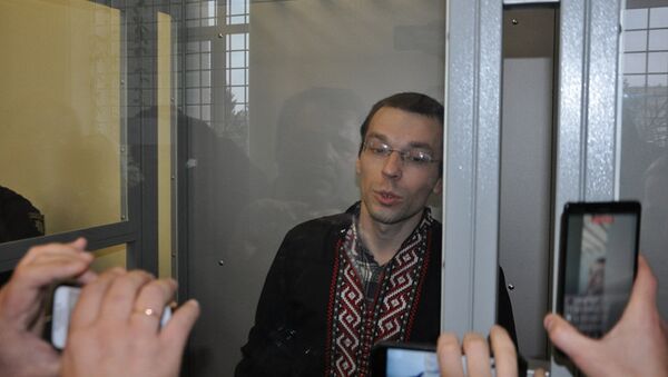 Журналист Василий Муравицкий в Королевском районном суде Житомира, Украина. Архивное фото