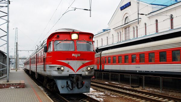 Поезда на железнодорожном вокзале Вильнюса