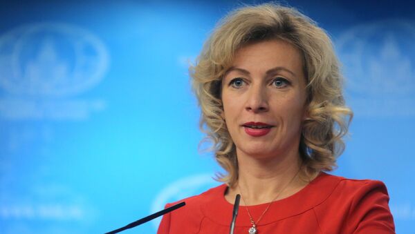 Официальный представитель МИД РФ Мария Захарова во время брифинга по текущим вопросам внешней политики. 9 ноября 2017