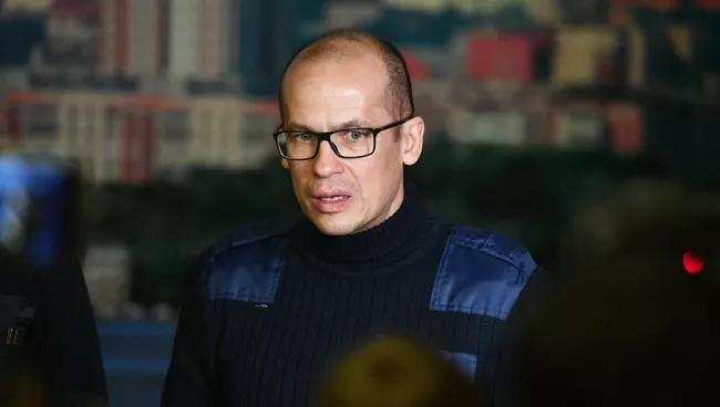 Глава Удмуртской Республики Александр Бречалов во время брифинга, организованного в связи с обрушением жилого дома в Ижевске. Архивное фото