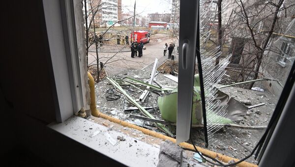 Вид из окна дома на Удмуртской улице в Ижевске, пострадавшего в результате частичного обрушения. 10 ноября 2017