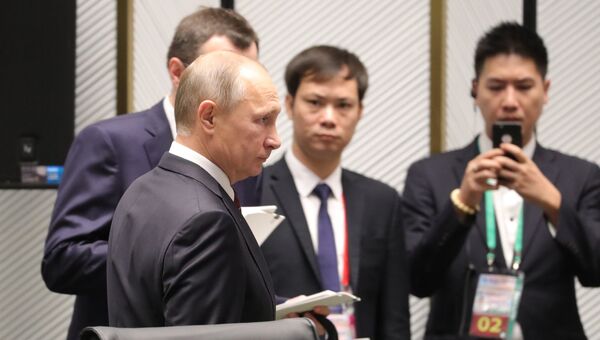 Президент РФ Владимир Путин перед началом первого рабочего заседания лидеров экономик форума Азиатско-Тихоокеанского экономического сотрудничества. 11 ноября 2017
