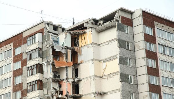 Разрушенная часть жилого панельного дома по Удмуртской улице в Ижевске 12 ноября 2017