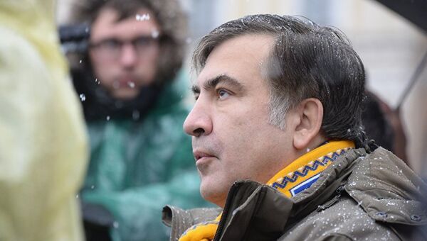 Михаил Саакашвили во время акции протеста в Киеве, Украина. 12 ноября 2017