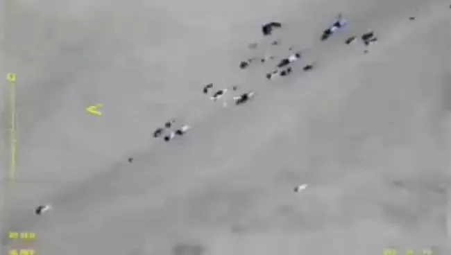 Автомобильная колонна боевиков ИГ (террористическая организация, запрещена в РФ), выходящих из Аль-Букемаля в сторону сирийско-иракской границы