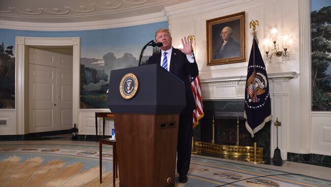 Президент США Дональд Трамп на пресс-конференции в Белом доме. Архивное фото
