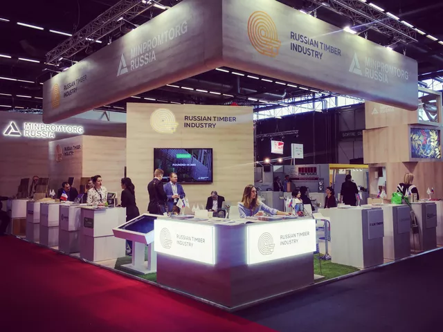 Стенд Russian Timber Industry в выставочном центре Paris Nord Villepinte Exhibition Center