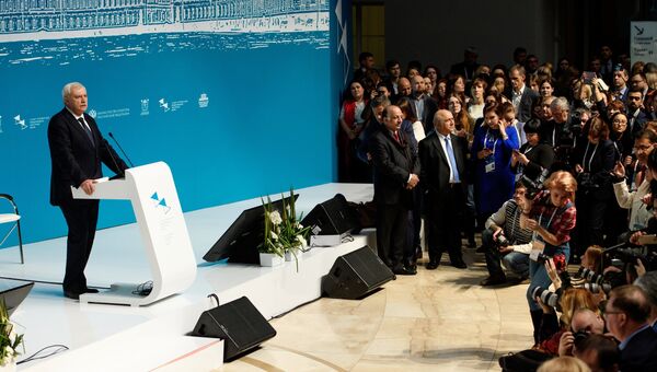 Губернатор Санкт-Петербурга Георгий Полтавченко на открытии Санкт-Петербургского международного культурного форума. 16 ноября 2017
