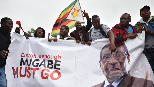 Участники демонстрации в Хараре требуют отставки президента Зимбабве Роберта Мугабе. Архивное фото