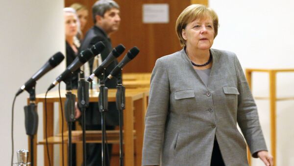 Ангела Меркель во время переговоров о формировании коалиционного правительства в Берлине. 19 ноября 2017