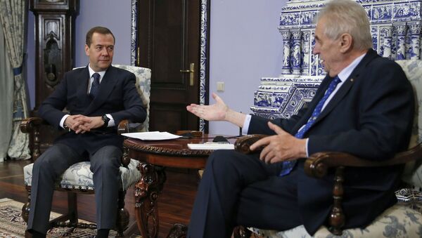 Дмитрий Медведев и президент Чехии Милош Земан во время встречи. 22 ноября 2017