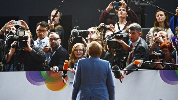 Канцлер Германии Ангела Меркель  перед началом 5-го Саммита Восточного партнерства в Брюсселе. 24 ноября 2017