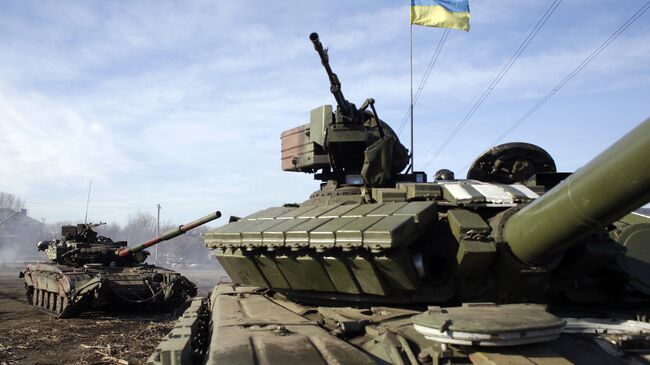 Танки украинской армии около Горловки