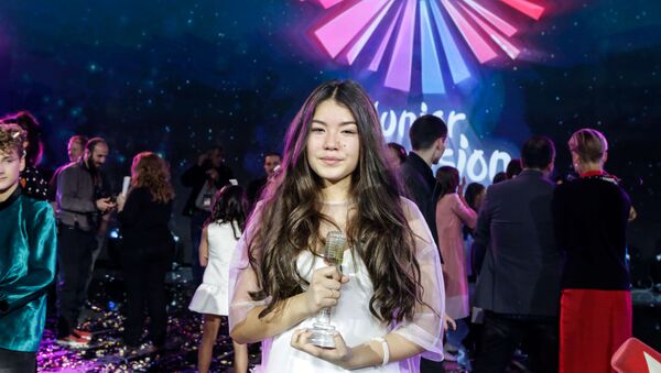 Российская певица Полина Богусевич, победившая в финале конкурса Детское Евровидение - 2017 в Тбилиси
