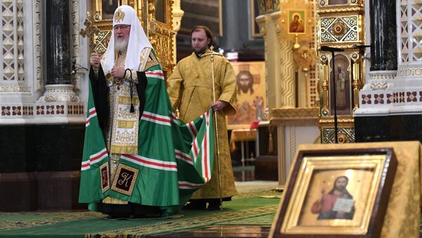 Патриарх Московский и всея Руси Кирилл на открытии Архиерейского собора РПЦ. 29 ноября 2017
